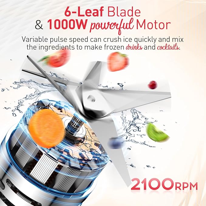 Smoothie Blender, Professional Blender Juicer for Kitchen Countertop Ice Crusher or Juice, Milkshake, Dessert (Silver)