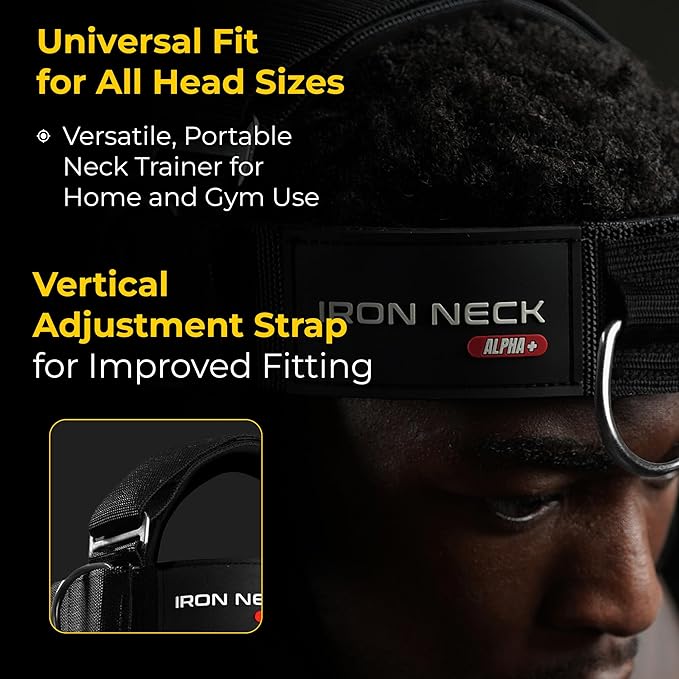 Iron Neck , Versatile Neck Exerciser, Strengthener and Trainer with Adjustable Head and Chin Strap, Portable Head Harness for Weight Lifting, Home and Gym Use