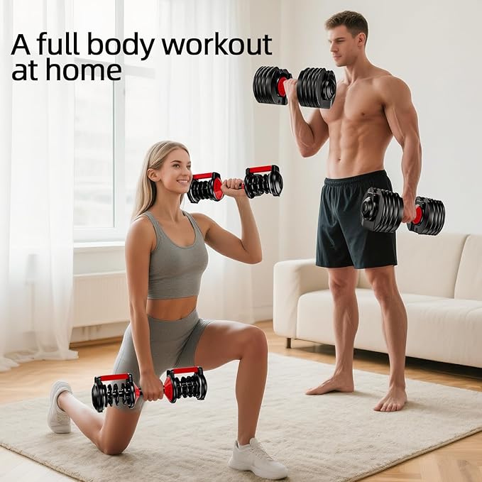 Adjustable Dumbbells Set of 2,Free Weights Dumbbells Set,Adjustable Dumbbell Set,52.5 lbs pair 105 lbs,15 in 1,for Men/Women Gym Equipment for Home Strength Training Equipment