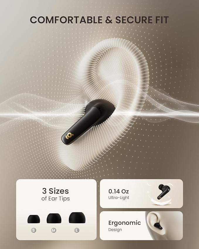 Wireless in-Ear Earbuds with 4 Mics ENC Call-Enhancing Rophones, 40H Playtime, Bluetooth 5.4, IPX5 Waterproof, True Wireless Earbuds for Laptops, Tablets, Smartphones, and Gym Workouts, Black