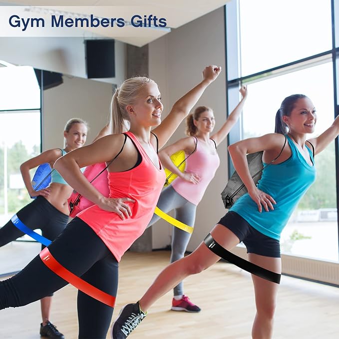 36 Pcs Workout Loop Resistance Bands Bulk, Gym Elastic Bands Set, Gym Elastic Bands Set for Fitness Sport Class Students Members Gift Physical with Large Drawstring Backpack Bags