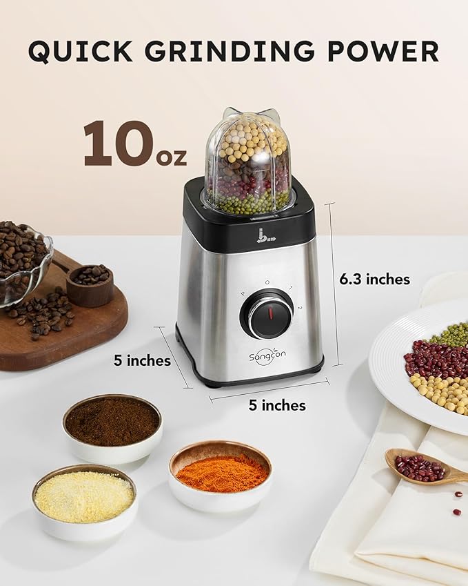 Sangcon Blenders for Kitchen - Smoothie Blender - Personal Blender Combo for Kitchen, Blender for Shakes and Smoothies, Grinding & more, 40 oz Jar & 17oz Cup with To-Go Lid