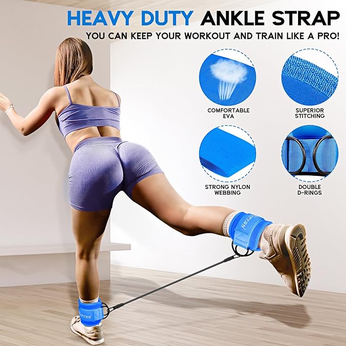 HPYGN Ankle Resistance Bands, Ankle Bands for Working Out with Cuffs, Resistance Bands for Leg Butt Training Workout Equipment for Kickbacks Hip Gluteus Training, Ankle Strap with Exercise Bands