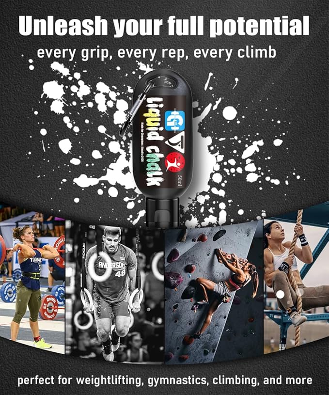 Liquid Chalk Mess-Free Gym Chalk 7’s Quick-Drying for Weightlifting, Gymnastics, Rock Climbing, Pole Dancing Sweat Resistant and Long Lasting for Stronger Hand