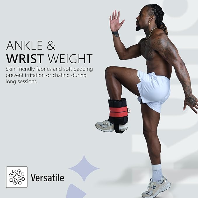 Ankle Weights 4β40 lbs with Dual Strap System (Heel & Wrap) β Single, Pair & Bundle Options with Resistance Bands & Handles β Strength Training, Pilates, Yoga, Glutes, Arms & Rehab