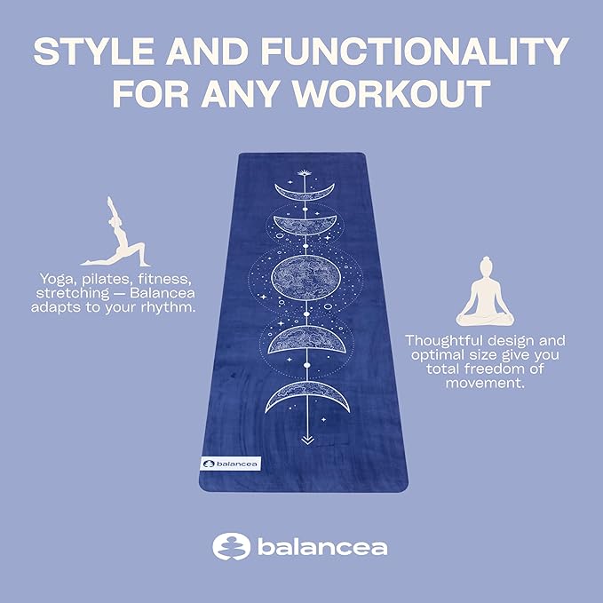 Yoga Mat 5mm Non Slip Suede & TPE - Eco-Friendly Fitness & Exercise Mat for Home Gym, Pilates, Gaiam, Hot Yoga, and Meditation - Lightweight Durable 72 x 24 inch Workout Mat for Women & Men
