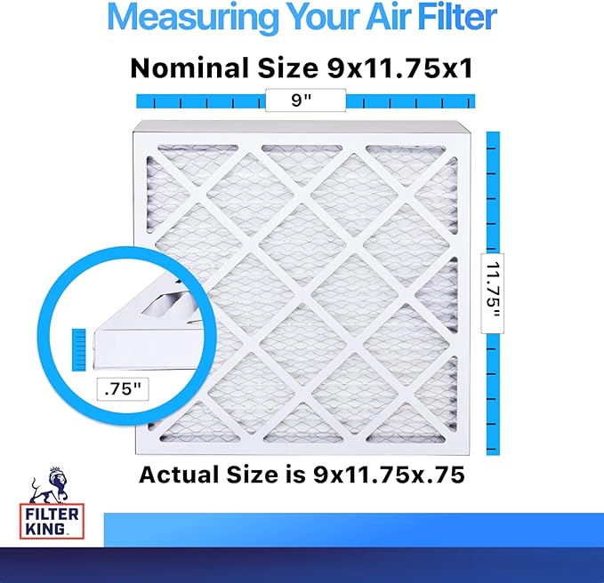 Filter King Air Filters 9x11.75x1 | 4-PACK | MERV 8 HVAC Pleated AC Furnace Filters | Air Purifier | Replacement Filters for Clean, Healthy & Fresh Environment | MADE IN USA