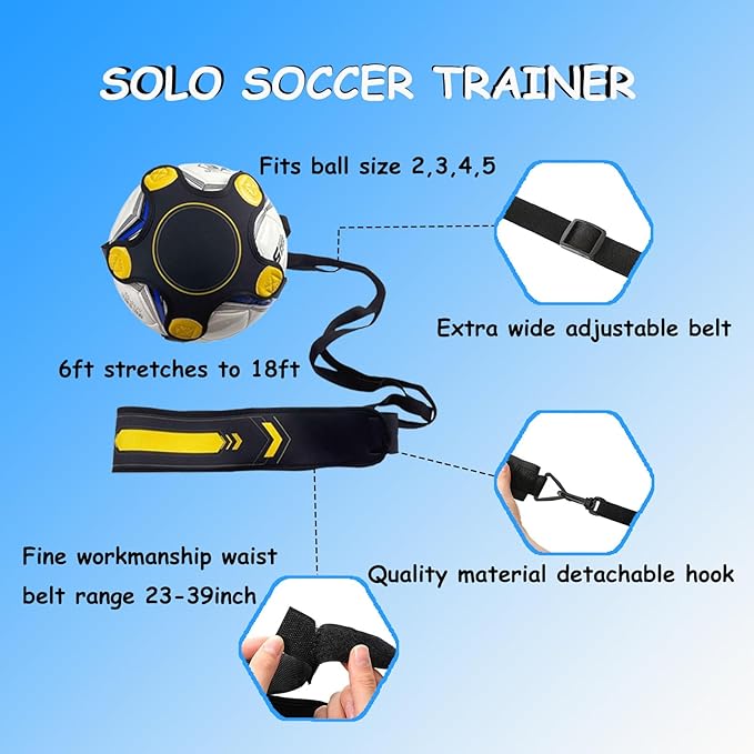 Soccer Agility Training Equipment Set, Soccer Accessories 12 Rung 20Ft Agility Ladder, 12 Disc Cones, Solo Soccer Trainer, Jump Rope - Speed Training Equipment Gifts for boy