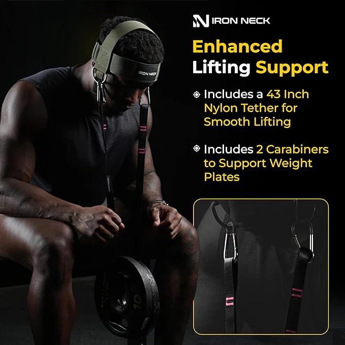 Iron Neck , Versatile Neck Exerciser, Strengthener and Trainer with Adjustable Head and Chin Strap, Portable Head Harness for Weight Lifting, Home and Gym Use