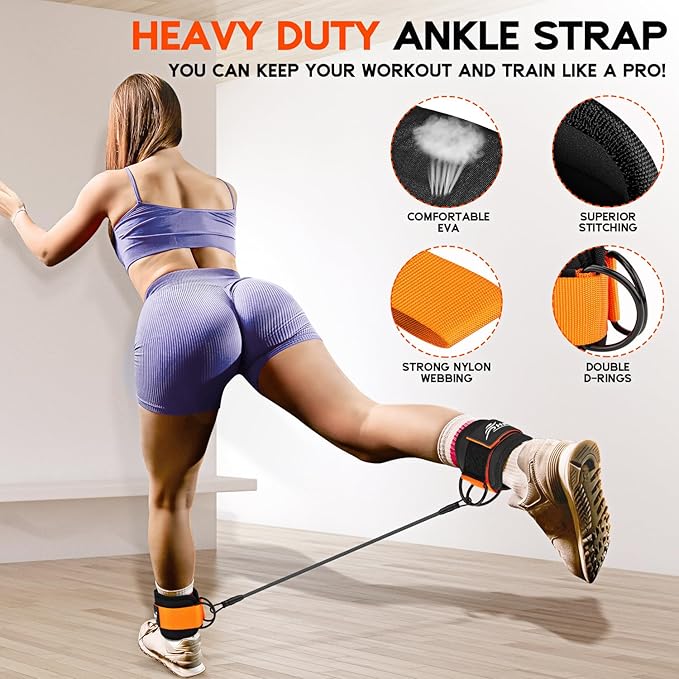 HPYGN Ankle Resistance Bands, Ankle Bands for Working Out with Cuffs, Resistance Bands for Leg Butt Training Workout Equipment for Kickbacks Hip Gluteus Training, Ankle Strap with Exercise Bands