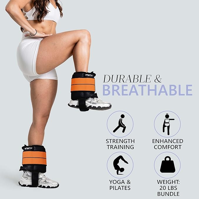 Ankle Weights 4β40 lbs with Dual Strap System (Heel & Wrap) β Single, Pair & Bundle Options with Resistance Bands & Handles β Strength Training, Pilates, Yoga, Glutes, Arms & Rehab