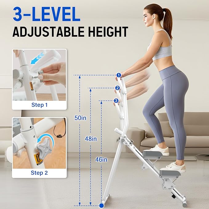 Stair Stepper for Exercise at Home, Folding Stairmaster Machine for Cardio Fitness, Vertical Stair Climber with Adjustable Handlebar, Portable Steppers with 310lbs Loading Capacity