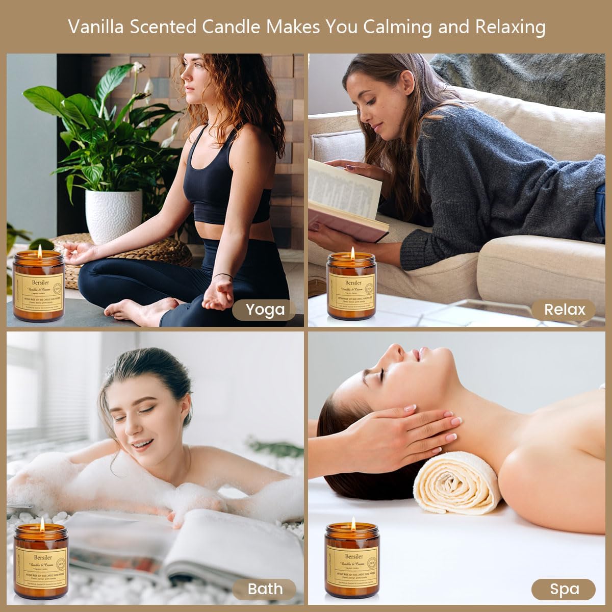 Vanilla Cream Scented Candles, Candles for Home Scented Aromatherapy Candles, Stress Relief and Relax Candle Gift for Women Birthday Christmas, 7oz Soy Wax Candle