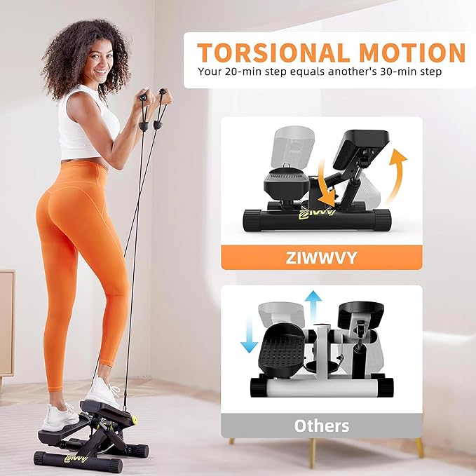 ZIWWVY- Mini Twist Stepper, Stepper Machine with 330LBS Weight Capacity, Mini Stepper for Full Body Workout, Adjustable Step Height, Smooth and Quiet, Step Machine for Men Women