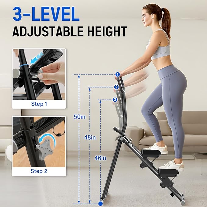 Stair Stepper for Exercise at Home, Folding Stairmaster Machine for Cardio Fitness, Vertical Stair Climber with Adjustable Handlebar, Portable Steppers with 310lbs Loading Capacity