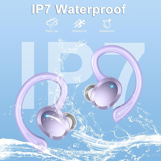 Wireless Earbuds Sport, 2025 Bluetooth 5.4 Headphones with Earhooks, 48H Stereo Deep Bass Over Ear Buds with 4 ENC Noise Canceling Mics, IP7 Waterproof Earphones for Running Workout Gym (Android/iOS)
