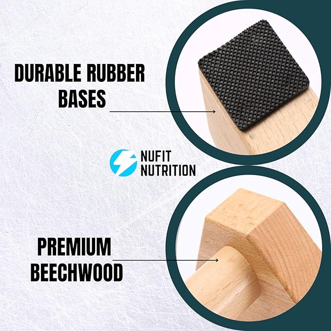 NuFit Premium Beech Wood Parallettes Push Up Bars, Resistant & Non-Slip Calisthenics Gear Adaptable to Any Surface, Wrists-Joint Supportive Push Up Stands for Home or Gym Workouts, Pack Of 2