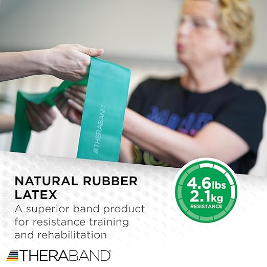 THERABAND Resistance Bands Set, Beginner Kit, Yellow, Red, Green, Latex Elastic Bands for Exercise & Physical Therapy, Strength Training Bands for Upper & Lower Body Fitness