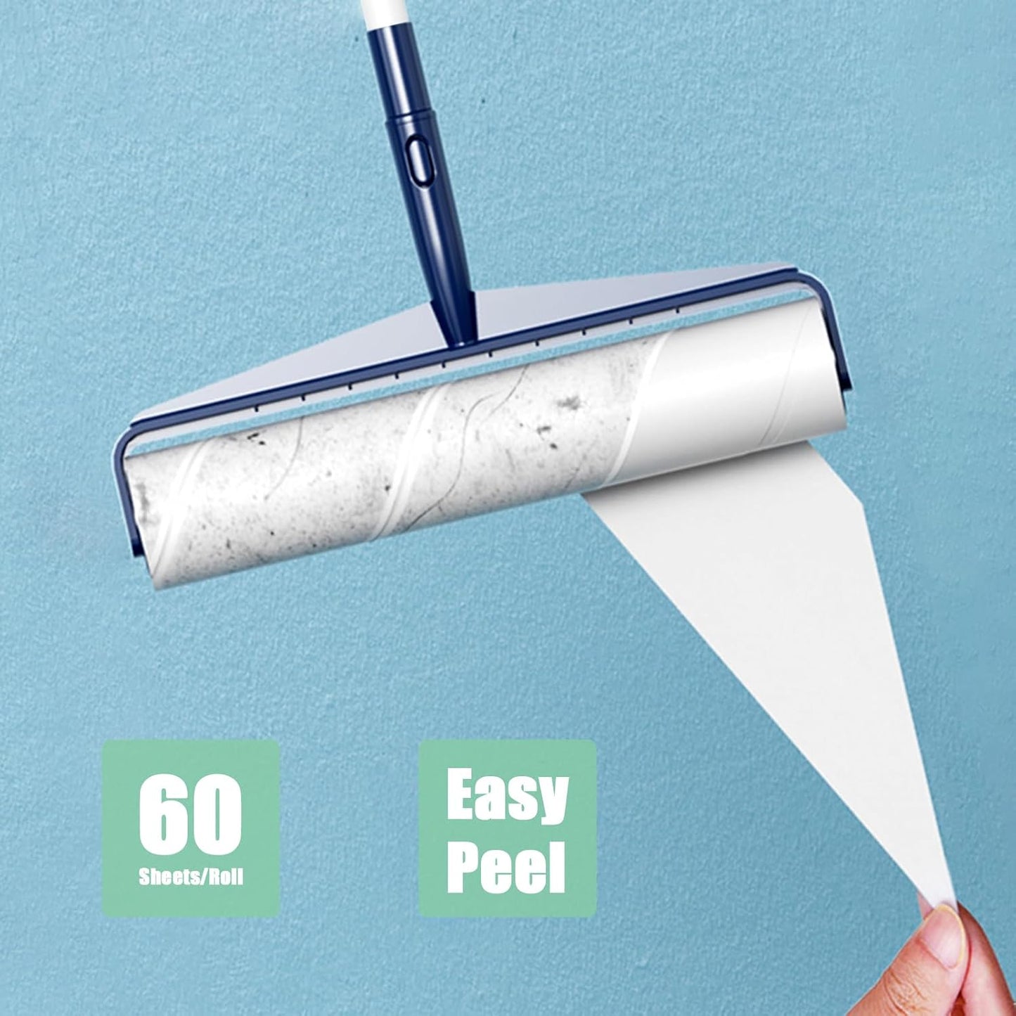 9.8 inch Large Lint Roller Refills Only, 9.8'' Extra-Wide Lint Roller Refill Pack of 5 Rolls Total 300 Sheets for Pet Hair Remover Home Floor Carpet Clothing Sofa Cleaning (9.8'' Wide)