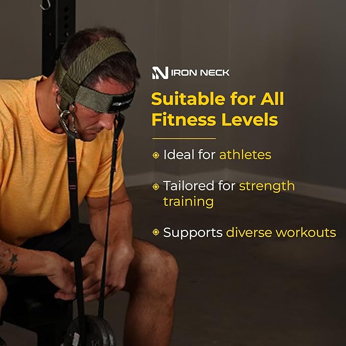 Iron Neck , Versatile Neck Exerciser, Strengthener and Trainer with Adjustable Head and Chin Strap, Portable Head Harness for Weight Lifting, Home and Gym Use
