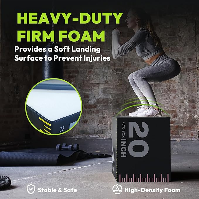 3-in-1 Plyometric Box, Jumping Exercise Equipment Trainer with Non-Slip Surface for Workout Training, Pro-Duty HIIT Exercise Foam Plyo Box, Home Gym