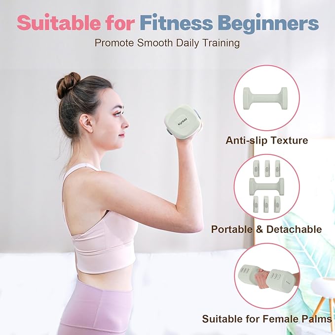 Adjustable Dumbbell Set of 2, 4 in 1 Free Weights Dumbbells Set for Women with Fast Adjustment, Each 2lb 3lb 4lb 5lb Hand Weights Set for Home Gym & Outdoor Exercise Training