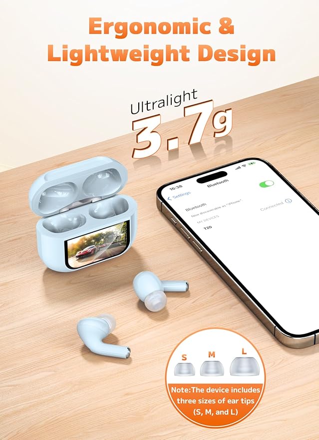 Wireless Earbuds, Active Noise Cancelling, Bluetooth in-Ear Headphones with Charging Case, Bluetooth 5.4 Ear Buds for Laptop, Android/iOS, Pad