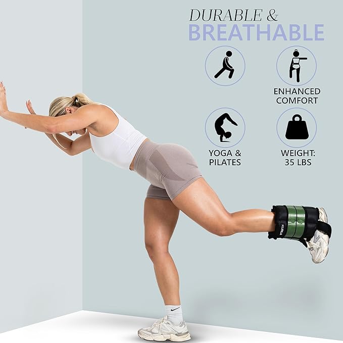 Ankle Weights 4β40 lbs with Dual Strap System (Heel & Wrap) β Single, Pair & Bundle Options with Resistance Bands & Handles β Strength Training, Pilates, Yoga, Glutes, Arms & Rehab