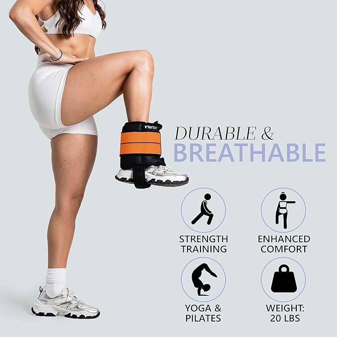 Ankle Weights 4β40 lbs with Dual Strap System (Heel & Wrap) β Single, Pair & Bundle Options with Resistance Bands & Handles β Strength Training, Pilates, Yoga, Glutes, Arms & Rehab