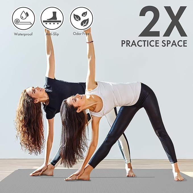 FrenzyBird Large Yoga Mat 6'x 4'(72”x 48”)—1/4" &1/3" Extra Wide Exercise Mat 183cm x 122cm Large Exercise Mat Big Home Yoga Mat Pilates Mat,Non Slip,Thick,TPE Workout Mat,for Women & Men, Yoga, Pilates, Gym and Floor Workouts Pilates