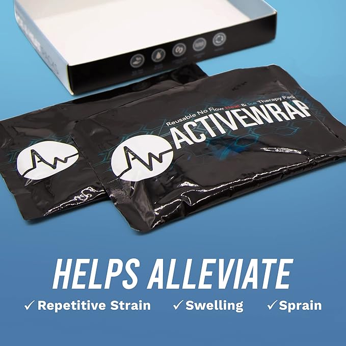 Activewrap Reusable Ice Packs for Injuries - Hot and Cold Gel Compress for Injury Recovery and Pain Relief, Soft, Flexible, Leakproof Pad for Back, Knee, Hip, & Shoulder - Large (7X 10 inches)
