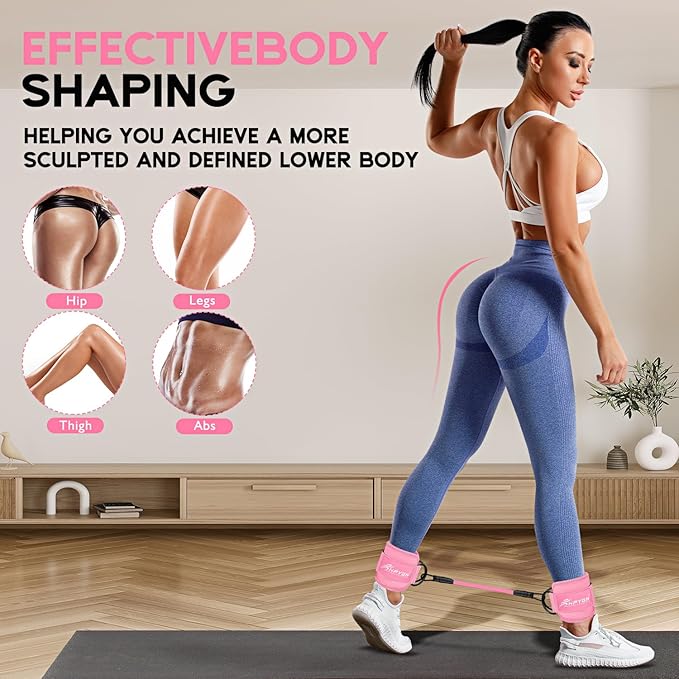 HPYGN Ankle Resistance Bands, Ankle Bands for Working Out with Cuffs, Resistance Bands for Leg Butt Training Workout Equipment for Kickbacks Hip Gluteus Training, Ankle Strap with Exercise Bands