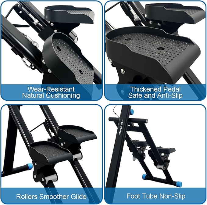 Stair Stepper for Home Gym, Vertical Climber Workout Machine for Full-Body Workout, Folding Cardio Exercise Climber with Adjustable Handles-Black