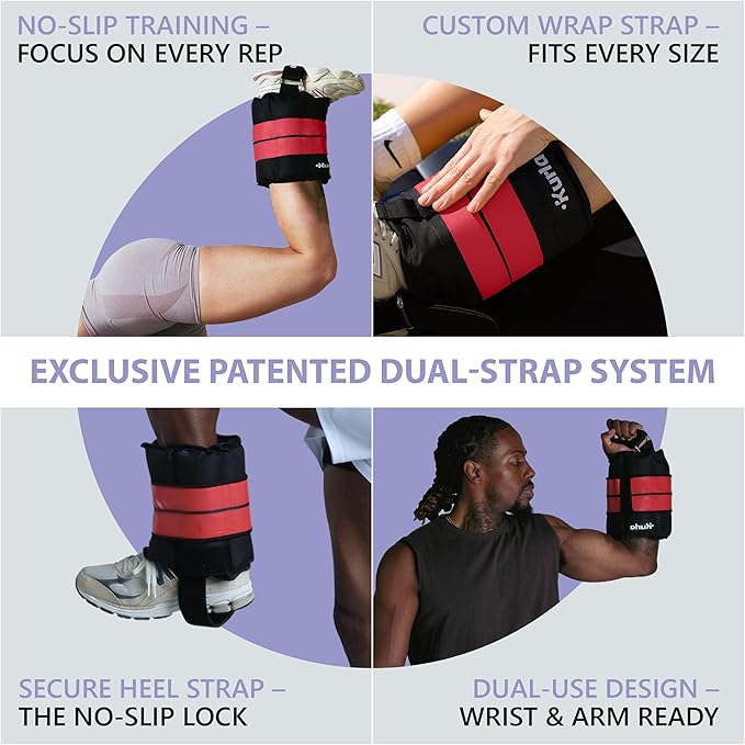 Ankle Weights 4β40 lbs with Dual Strap System (Heel & Wrap) β Single, Pair & Bundle Options with Resistance Bands & Handles β Strength Training, Pilates, Yoga, Glutes, Arms & Rehab