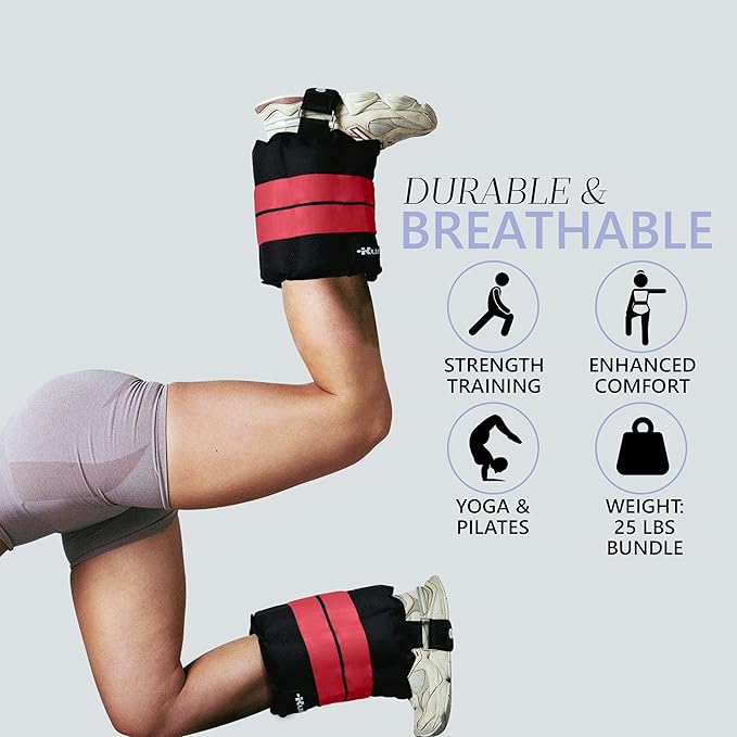 Ankle Weights 4β40 lbs with Dual Strap System (Heel & Wrap) β Single, Pair & Bundle Options with Resistance Bands & Handles β Strength Training, Pilates, Yoga, Glutes, Arms & Rehab