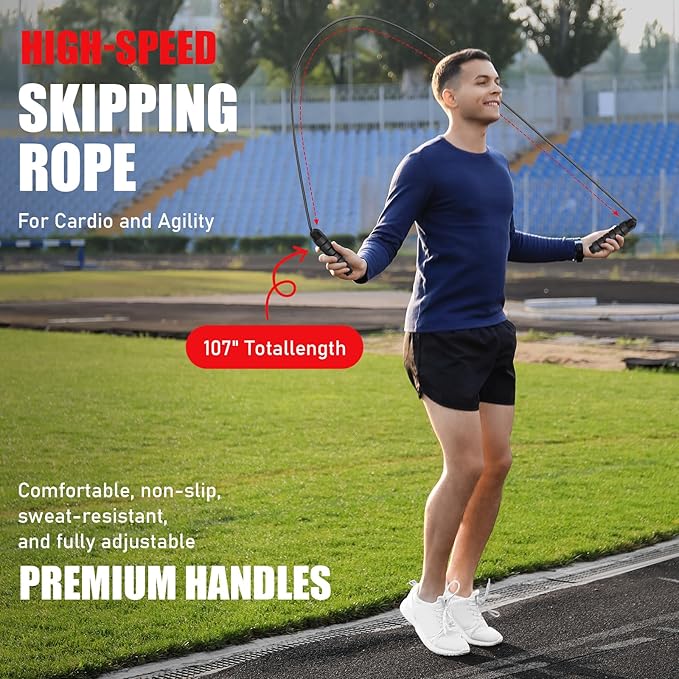 Soccer Agility Speed Training Equipment, Football Practise Set with 20 ft Agility Ladder, 12 Cones, 4 Adjustable Hurdles, Jump Rope, Parachute, for Basketball, Football, Kids, Youth, Adults