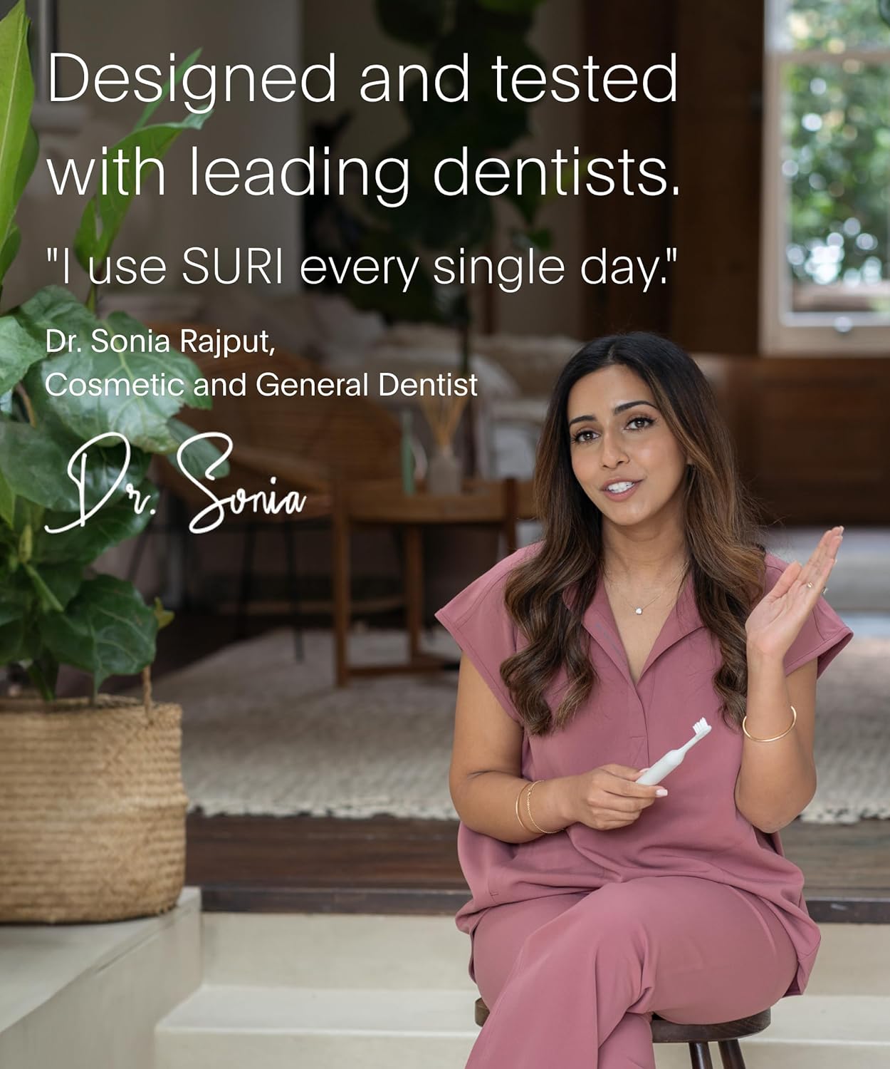 SURI 1.0 Sonic Electric Toothbrush |1 Month+ Battery | Designed in California | Electric Toothbrush for Adults | Travel Toothbrushes | Tooth Brush | White