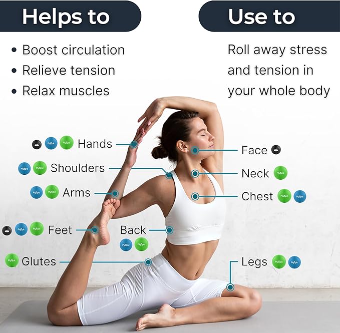 Plyopic. Massage Balls Set of 3 – for Deep Tissue Muscle Recovery, Myofascial Release, Mobility & Trigger Point Therapy - Eliminate Muscle Pain & Tension in Your Back Neck Arms Legs Hands & Feet