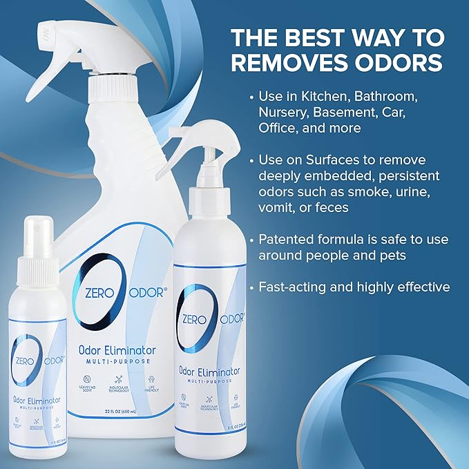 Zero Odor - Multi-Purpose Strong Odor Eliminator for Home, Office, Car, Bathroom, Hotel, Room Deodorizer, and Odor Neutralizer, (Kit)