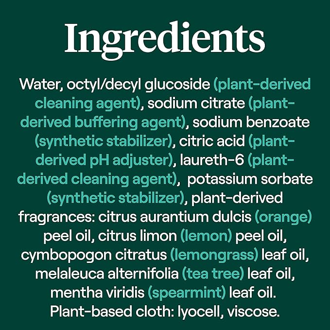 Seventh Generation Multi Surface Wipes All Purpose Cleaning Lemon Zest scent with 100% Essential Oils and Botanical Ingredients 70 count, Pack of 6