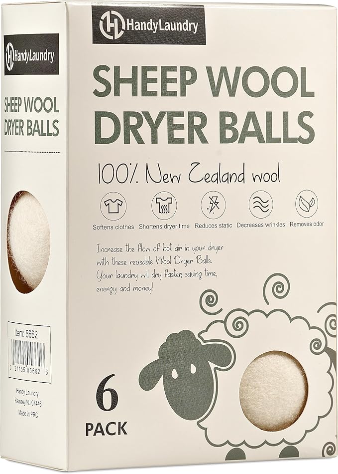 Handy Laundry Wool Dryer Balls - Reusable Natural Softener, Reduces Clothing Wrinkles and Saves Drying Time, Better Alternative to Plastic Balls and Liquid Softener (Pack of 72)