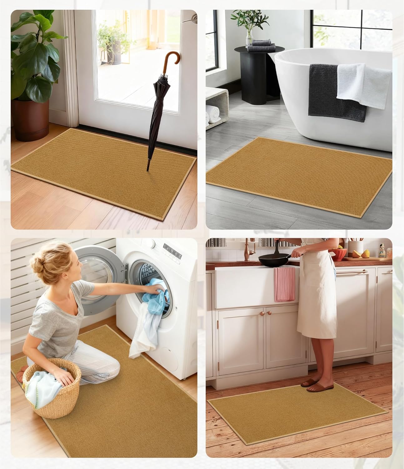 YIHOUSE Bathroom Rugs Mat 24x36, Non Slip Quick Dry Bath Mats for Bathroom Absorbent Ultra Thin Bath Rugs Machine Washable Fit Under Door for Sink, Cabinet, Laundry (Yellow, 24"x36")