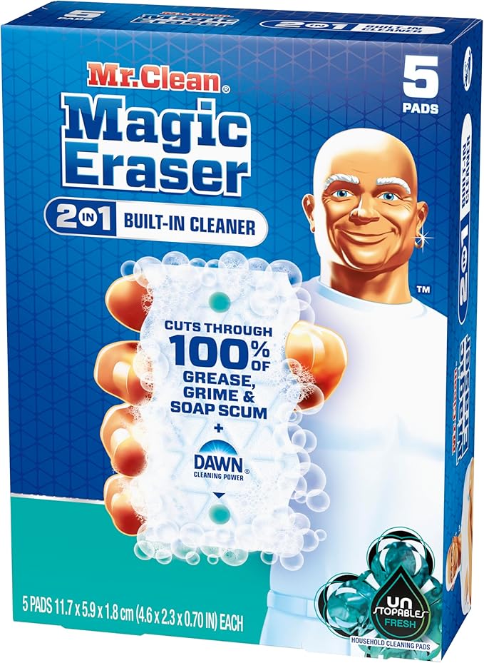 Mr. Clean Magic Eraser Foaming Sponge, All Purpose Cleaner, Dawn Cleaning Power, Ultra Foamy, 5ct