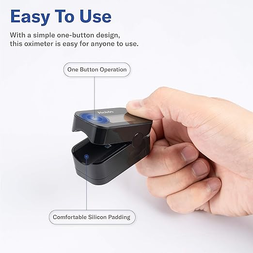 Alcedo Pulse Oximeter Fingertip | Blood Oxygen Saturation Level (SpO2) and Heart Rate Monitor | Dual Color OLED Display | Portable Carry Case, Lanyard, Batteries