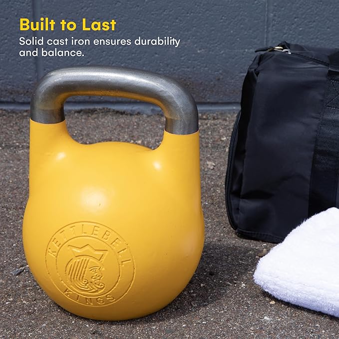 Kettlebell Kings Competition Kettlebells Weight (33mm handle) 4-32 KG | Hand weights Workout Gym Equipment & Strength training sets for Women & Men | Weights set for Home Gym