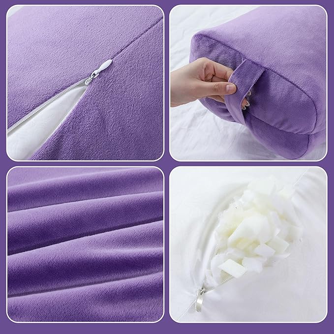 HOMBYS Shredded Foam Yoga Bolster Pillow for Restorative Yoga & Meditation, Versatile Rectangular Yoga Support Pillow Premium Meditation Cushion with Washable Velvet Cover& Carry Handle