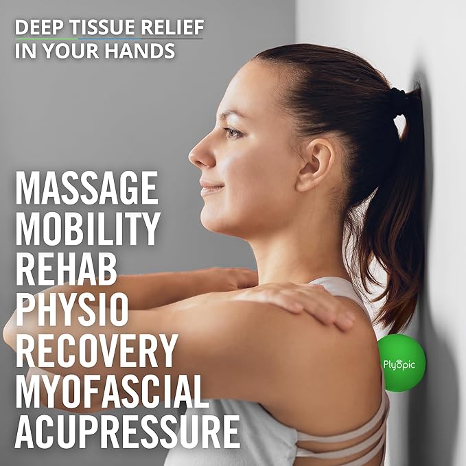 Plyopic. Massage Balls Set of 3 – for Deep Tissue Muscle Recovery, Myofascial Release, Mobility & Trigger Point Therapy - Eliminate Muscle Pain & Tension in Your Back Neck Arms Legs Hands & Feet