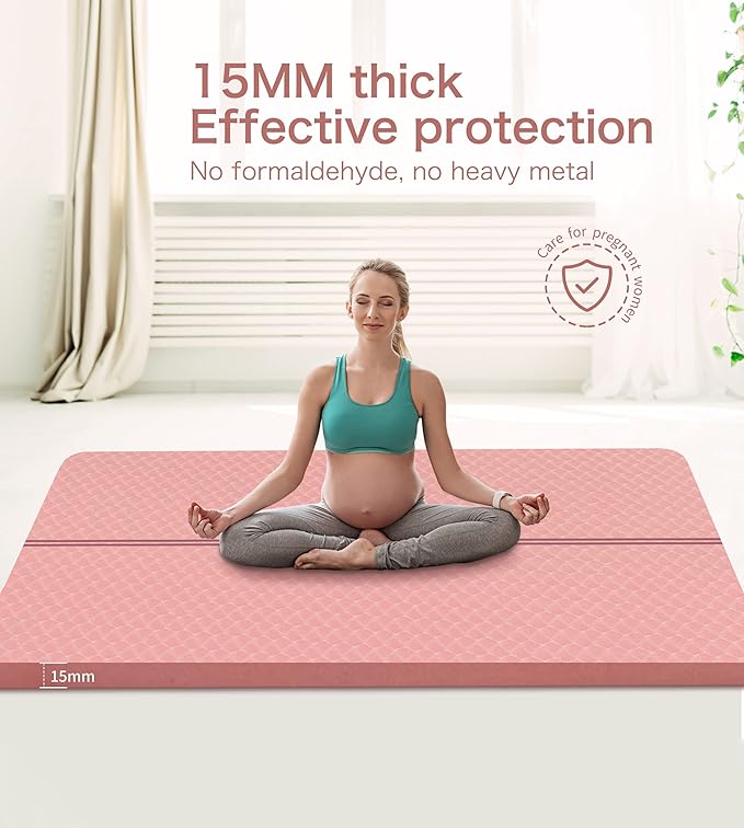 nuveti Large Exercise Mat - 15mm/20mm/30mm Thick Yoga Mat | Workout Mat for Fitness, Yoga, Pilates, Stretching & Floor Exercises for Women & Men with Free Carrying Bag