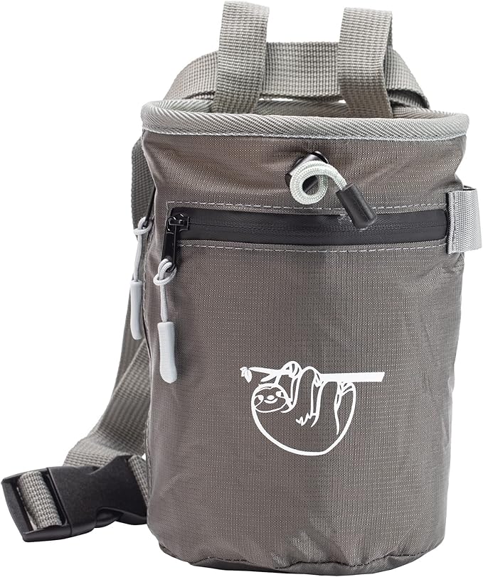 Chalk Bag for Rock Climbing, Climbing Chalk Bag for Bouldering with 2 Large Zipper Storage Pockets, Premium Gym Chalk Bag for Weightlifting, Great Gift and Rock Climbing Gear