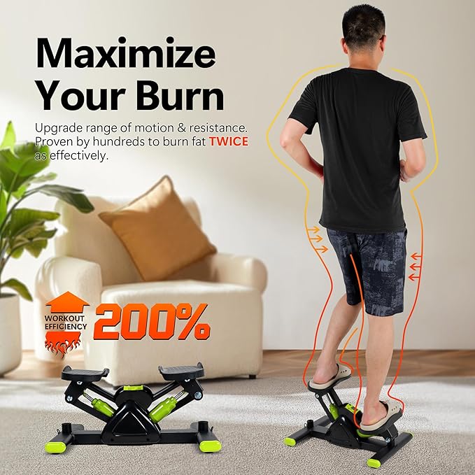 Leikefitness Steppers for Exercise Mini Stair Stepper, Cardio Workout Equipment, Twist Stair Stepper with Resistance Bands Up-Down Motion for Full Body Workout Exercise Equipment for Home